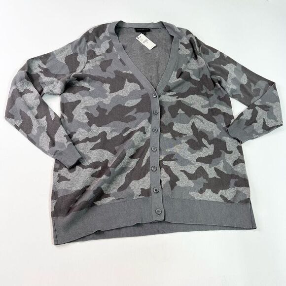 Lane Bryant Cardigan Sweater Women's 22/24 Button Front Camouflage New Gray - Picture 1 of 10